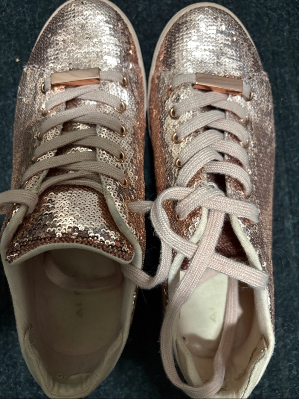 Aldo Rose Gold Sequined Women's Sneakers